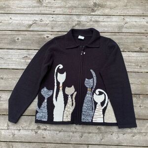 Vintage Allison Daley Cat Cardigan Sweater Medium